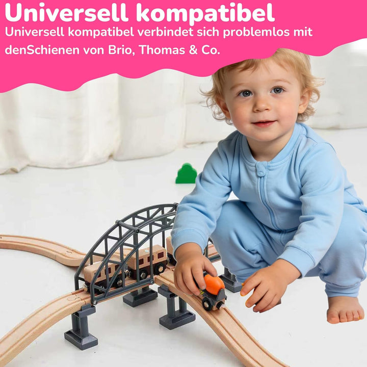 Holzeisenbahn Zubehör, Holz Eisenbahn Brückenspielzeug, Holz Eisenbahn Kinder Zug Spielzeug, Kompati