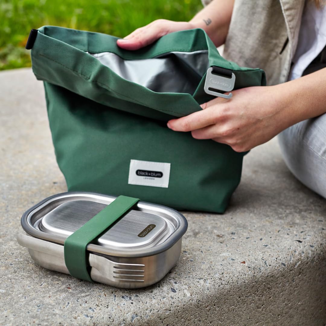 BLACK + BLUM isolierte Lunchtasche 6,7 L Olive, 100% auslaufsicher dank Rolltop, faltbare Lunchbag a