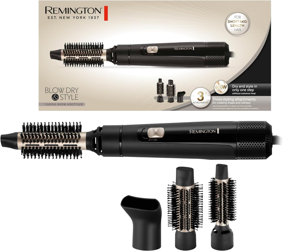 Remington Warmluftbürste [inkl. 3 Aufsätze: 25mm & 38mm Rundbürste, Stylingdüse] Blow Dry&Style (tro