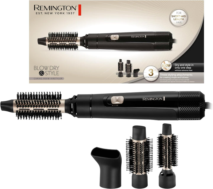 Remington Warmluftbürste [inkl. 3 Aufsätze: 25mm & 38mm Rundbürste, Stylingdüse] Blow Dry&Style (tro