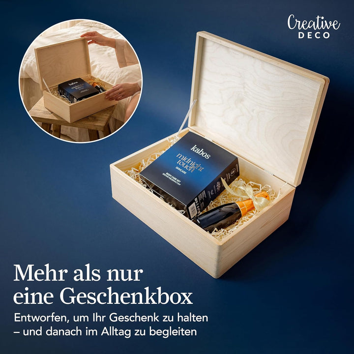 Creative Deco XL Grosse Holzkiste mit Deckel | 40x30x14 cm (+/-1cm) | Erinnerungsbox Baby Holzbox mi