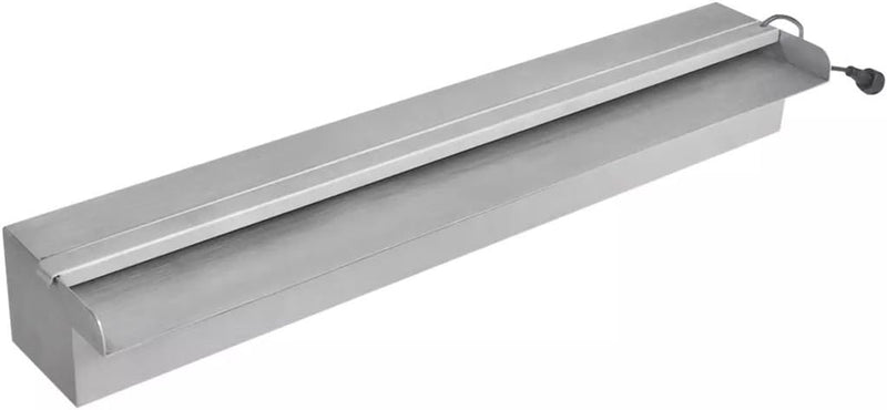 yorten 3,3 W Rechteckige Wasserfall Pool-Fontäne mit LEDs Edelstahl Weiss 60 x 11,5 x 8 cm (B x T x