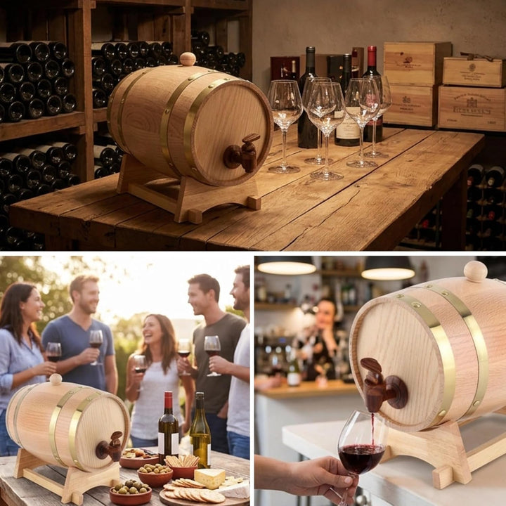 Greensen Eichenfass 3L Holzfass Weinfass Personalisiertes Design Holz Whiskyfass Liqueur Schnapsfass