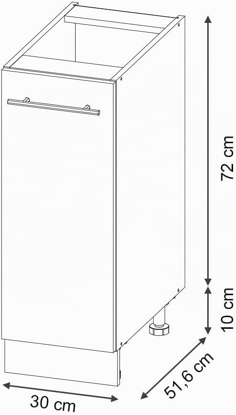 Vicco Apothekerschrank Fame-Line, Anthrazit Hochglanz/Goldkraft Eiche, 30 cm ohne Arbeitsplatte Apot