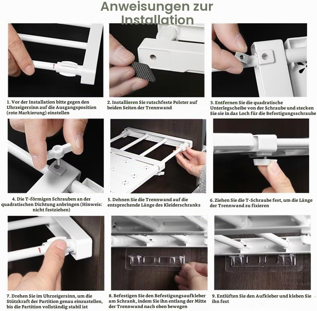 Verstellbare Regale für Schrank, Erweiterbares Einlegeböden Schrankregal, Nagelfrei Teleskop Regaltr