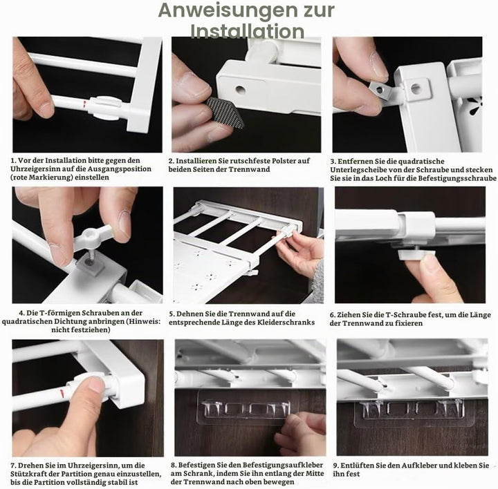 Verstellbare Regale für Schrank, Erweiterbares Einlegeböden Schrankregal, Nagelfrei Teleskop Regaltr