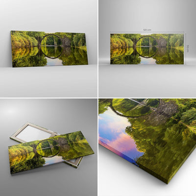 Wandbilder Dekoration Wohnzimmer Park Natur Wasser Panorama Bilder auf Leinwand 120x50cm Leinwandbil