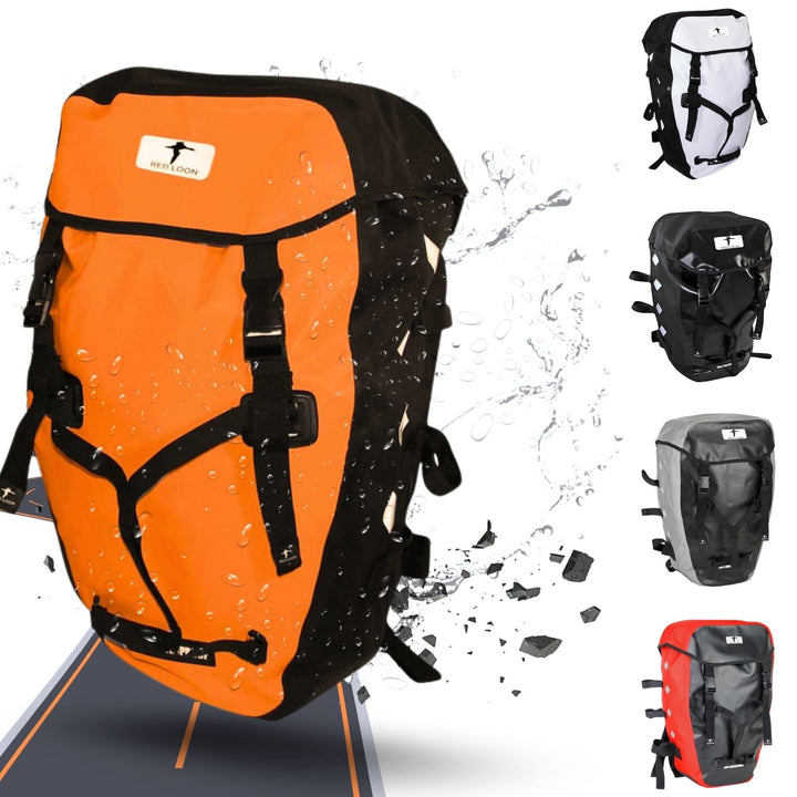 Red Loon wasserdichter Fahrrad Rucksack Fahrradrucksack 22L Pro orange/schwarz - Rolltop Backpack mi