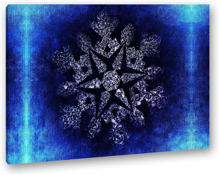 deyoli Abstrakte Schneeflocke Format: 80x60 als Leinwandbild, Motiv fertig gerahmt auf Echtholzrahme