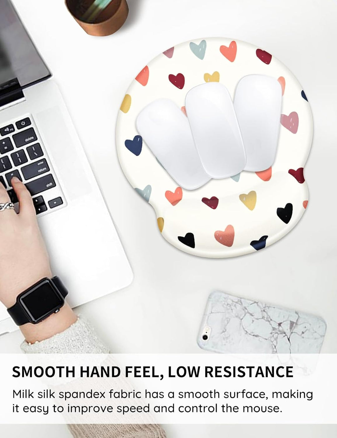 Niedlich ergonomisches Mauspad mit Handgelenkauflage,Schmerzlinderung Memory Foam Mousepad mit Rutsc