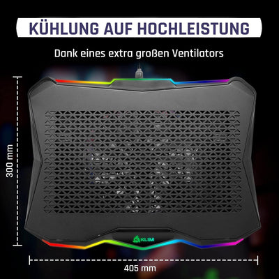 KLIM Rainbow + Laptop-Kühler mit RGB-Beleuchtung + 11" - 17" + Spiele-Laptop-Kühler für den Schreibt