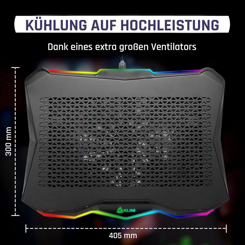 KLIM Rainbow + Laptop-Kühler mit RGB-Beleuchtung + 11" - 17" + Spiele-Laptop-Kühler für den Schreibt