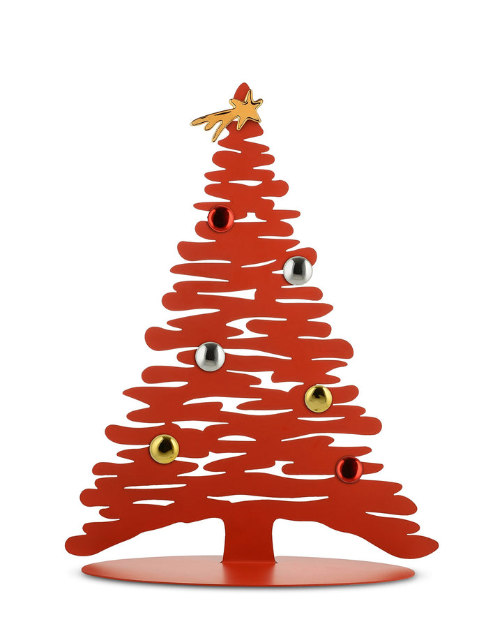 Alessi Bark for Christmas BM06 R - Baumförmige Weihnachtsdekoration aus Edelstahl, Rot, 35,50 x 14,0