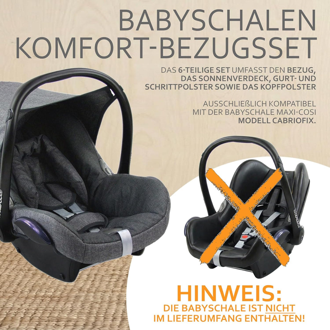 BAMBINIWELT Bezug Ersatzbezug kompatibel mit Maxi-Cosi CabrioFix für Babyschale 6-tlg Komplett-Set (