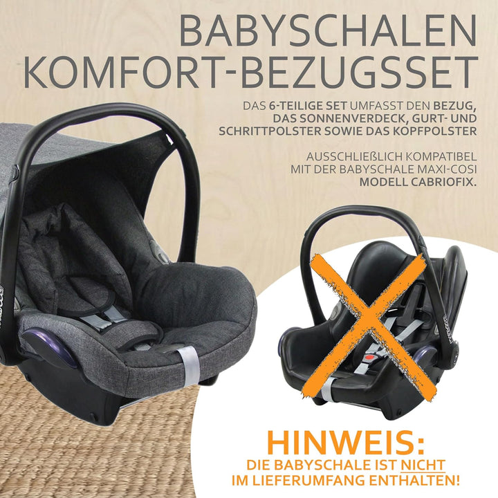 BAMBINIWELT Bezug Ersatzbezug kompatibel mit Maxi-Cosi CabrioFix für Babyschale 6-tlg Komplett-Set (