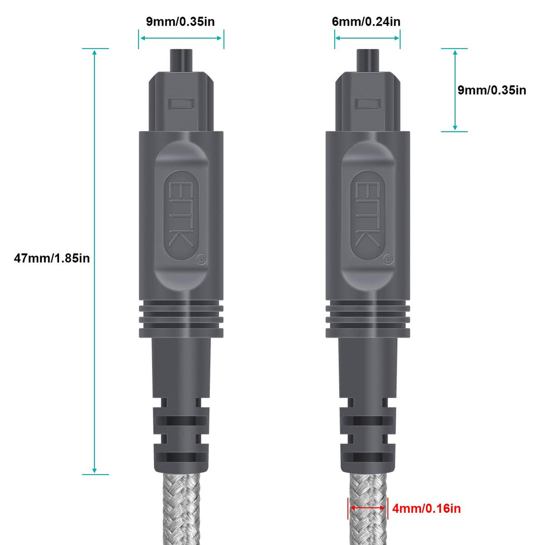 EMK Optisches Kabel Optisches Audiokabel Digital Toslink Kabel Spdif Kabel Kompatibel mit TV, Soundb