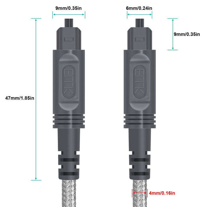 EMK Optisches Kabel Optisches Audiokabel Digital Toslink Kabel Spdif Kabel Kompatibel mit TV, Soundb