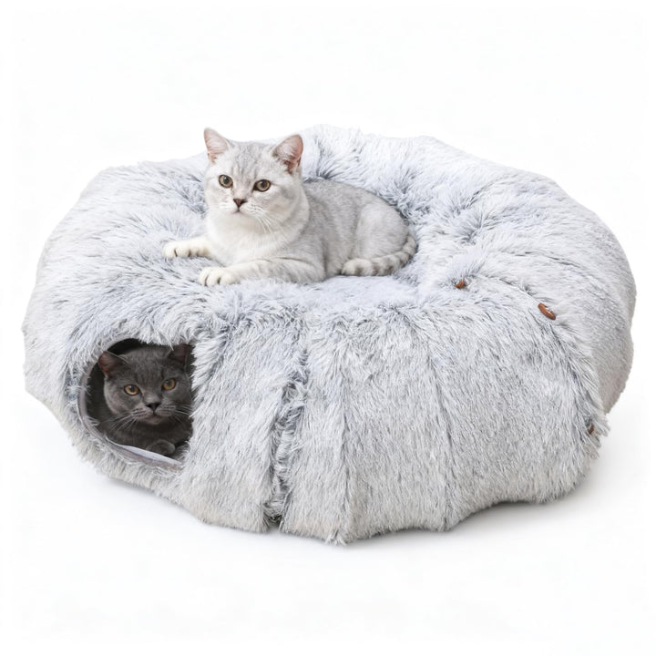 Katzentunnel Grosse, Katzenspielzeug mit Plüsch Katze Bett Katzentunnel mit Ball für Indoor Katzen,