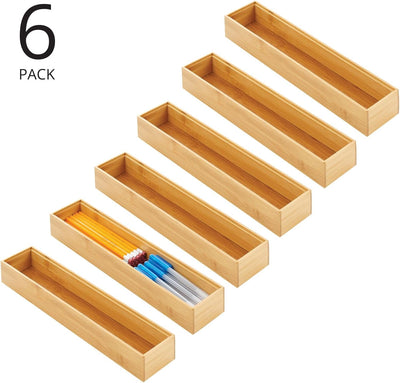 mDesign Schubladeneinsatz aus Holz – stapelbarer Besteckeinsatz für Gabeln, Messer und mehr – Schubl