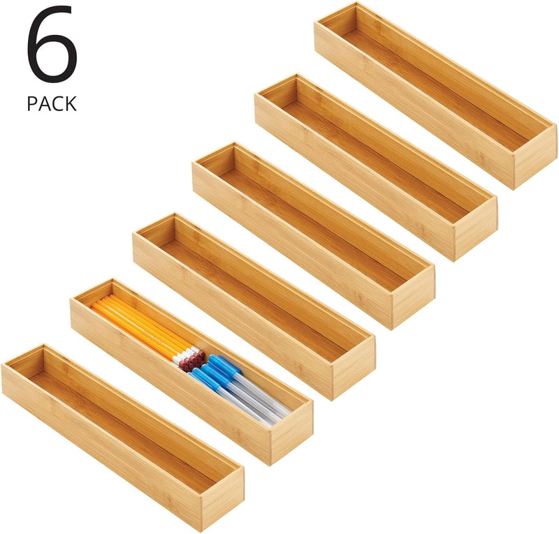 mDesign Schubladeneinsatz aus Holz – stapelbarer Besteckeinsatz für Gabeln, Messer und mehr – Schubl