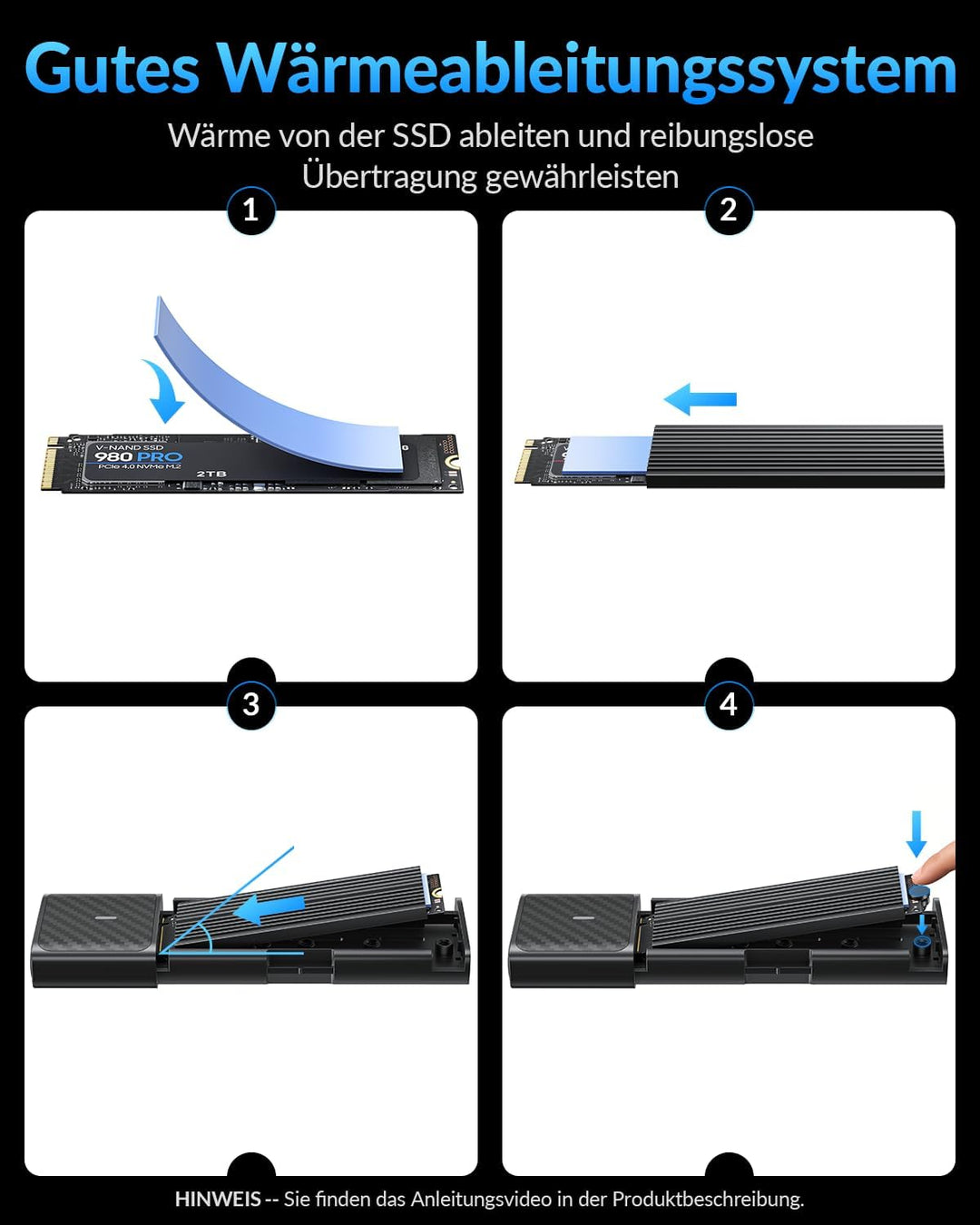 NVMe Gehäuse [Werkzeuglos], SETMSPACE M2 SSD Gehäuse [NVMe & SATA], M.2 SSD Gehäuse mit 2-in-1 Kabel