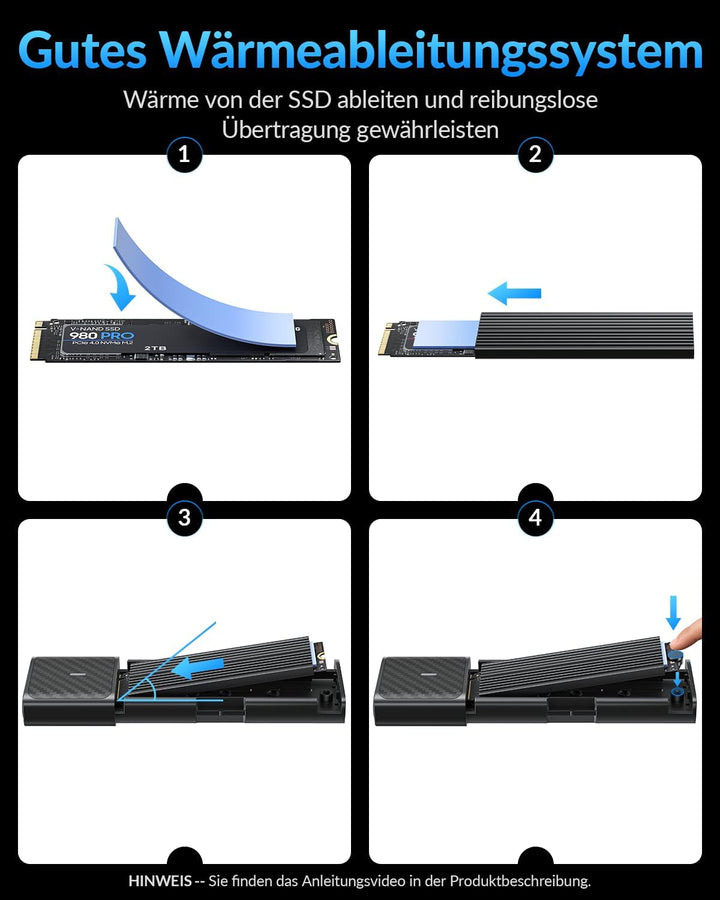 NVMe Gehäuse [Werkzeuglos], SETMSPACE M2 SSD Gehäuse [NVMe & SATA], M.2 SSD Gehäuse mit 2-in-1 Kabel