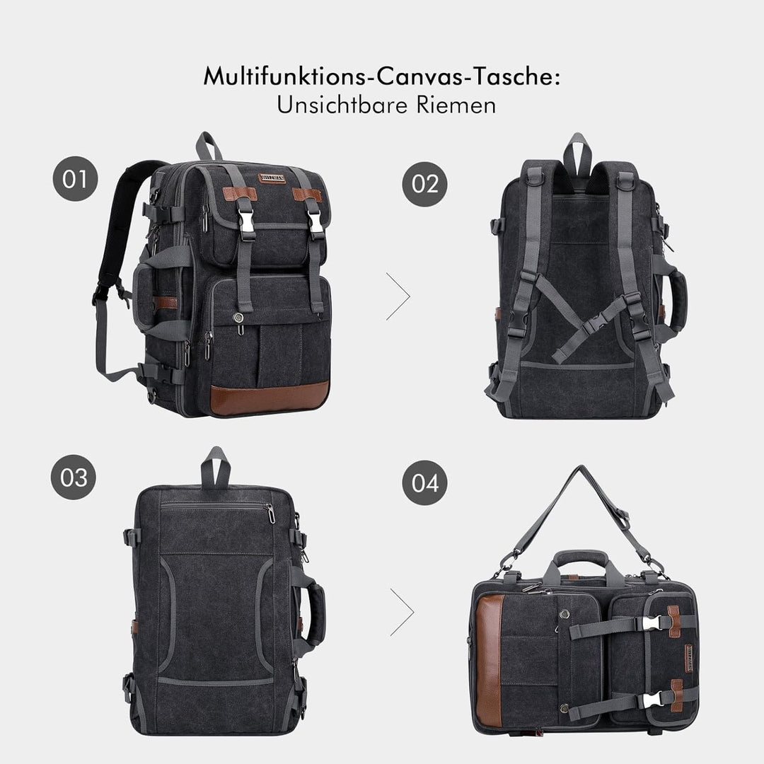 WITZMAN Reiserucksack Herren Canvas 40L Laptop Rucksack Fit 16 Zoll Vintage Rucksack für Herren Gesc