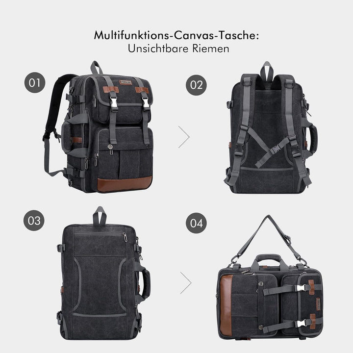 WITZMAN Reiserucksack Herren Canvas 40L Laptop Rucksack Fit 16 Zoll Vintage Rucksack für Herren Gesc