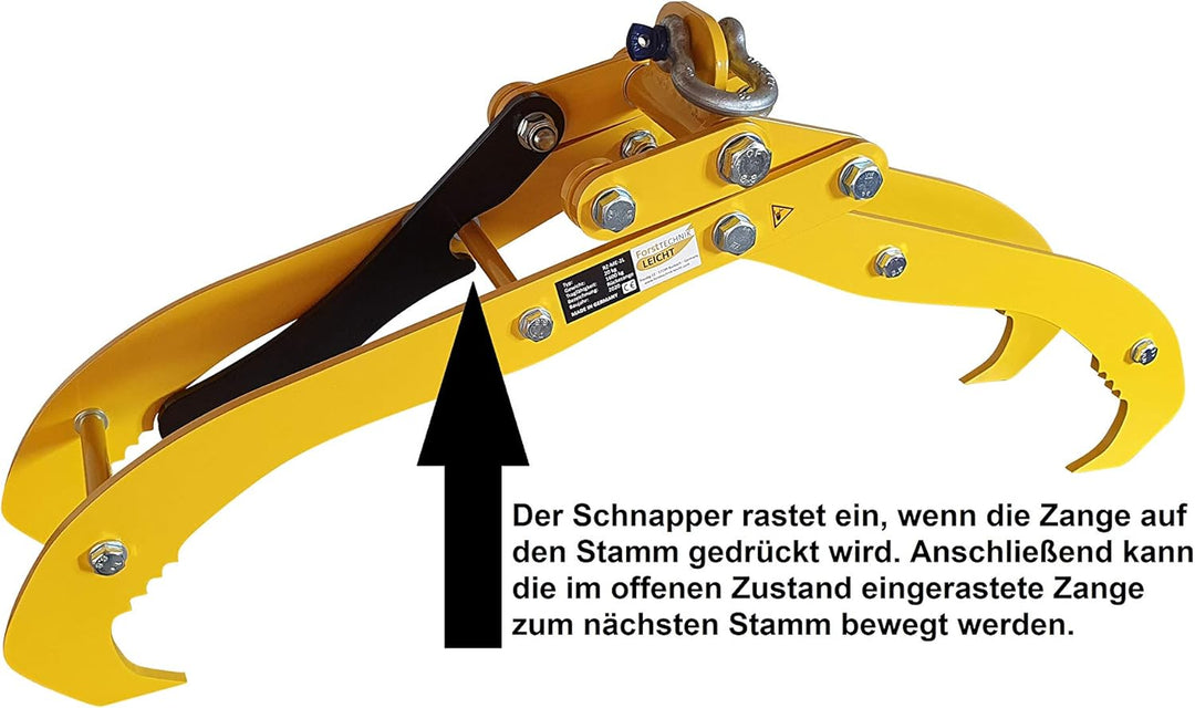 Rückezange zweireihig Verladezange Holzzange Forstzange mit Arretierung zum mannlosen Öffnen & Schli