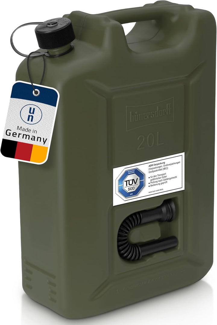 hünersdorff 802010 Kraftstoff-Kanister Profi 20L für Benzin, Diesel und andere Gefahrgüter, UN-Zulas