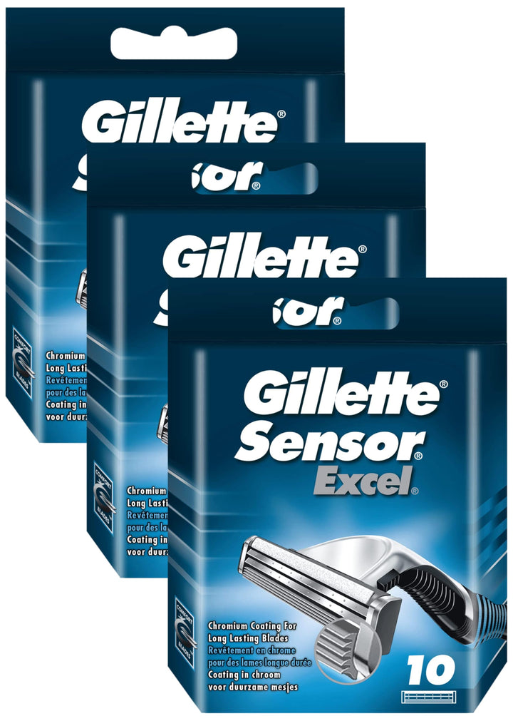 Gillette Sensor Excel Rasierklingen, 10 Ersatzklingen für Nassrasierer Herren mit Doppelklinge (Pack