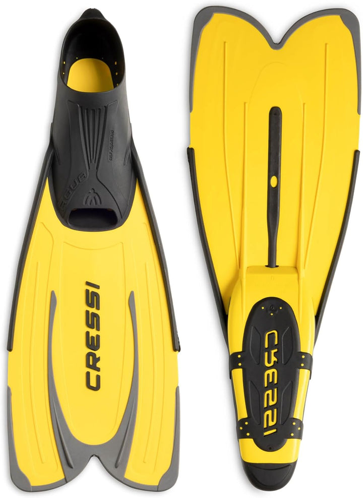 Cressi Agua Premium Flossen Self Adjusting zum Tauchen, Apnoe, Schnorcheln und Schwimmen Gelb 45/46