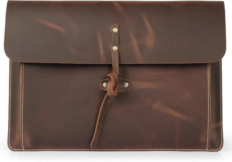 Londo Real Grain Leather MacBook Pro Case with Front Pocket & Flap Closure (Zimt, 13 Zoll), OTTO501