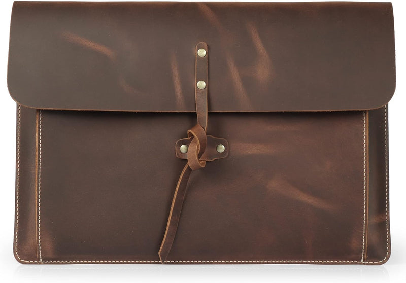 Londo Real Grain Leather MacBook Pro Case with Front Pocket & Flap Closure (Zimt, 15-16 Zoll), OTTO5