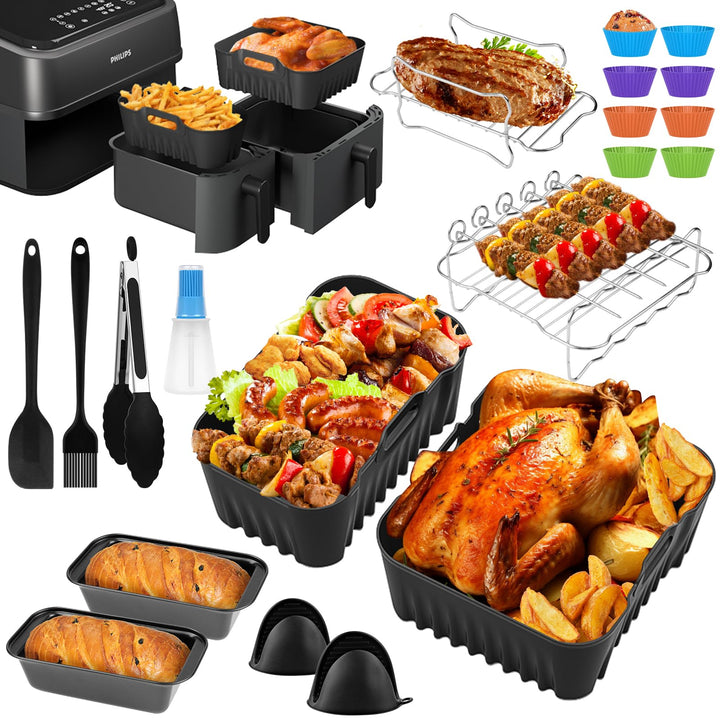 Heissluftfritteuse Zubehör für Philips Dual Basket Airfryer 5000/3000 Serie 6L/3L, Airfryer Silikonf