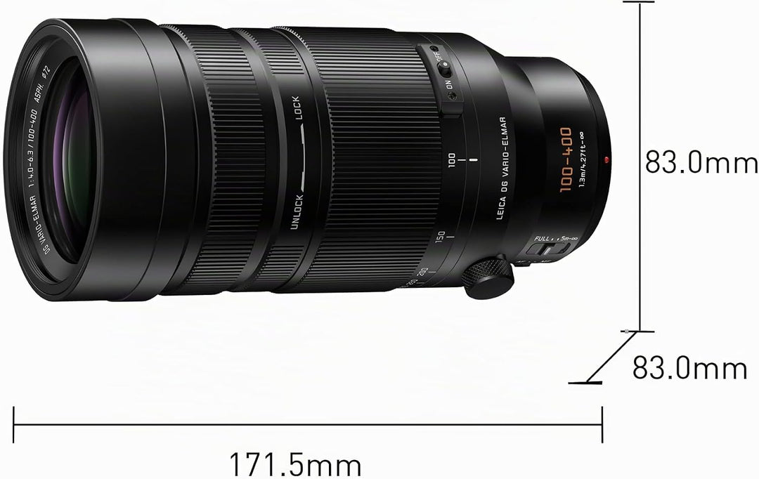 Panasonic Lumix H-RSA100400E Leica DG Vario-Elmar 100-400 mm Ultra Zoom F4.0-6.3 Objektiv, Micro Fou