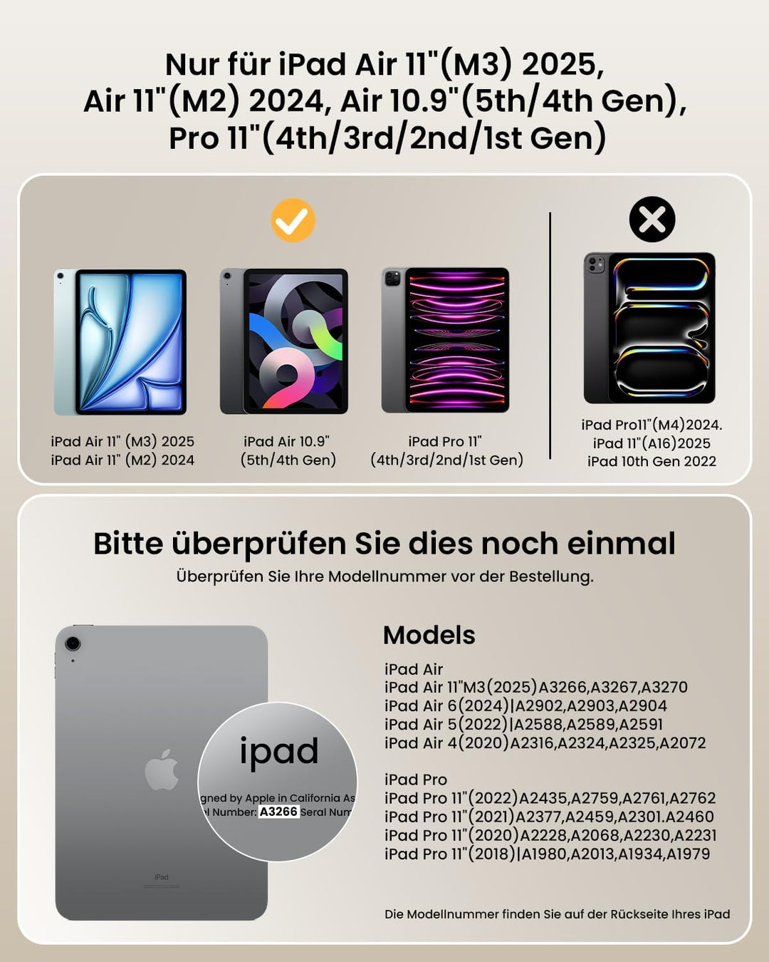 ProtoArc TK500 Hülle mit Tastatur für iPad Air 11" M3 2025/M2 2024, Magnetisch Abnehmbar iPad Tastat