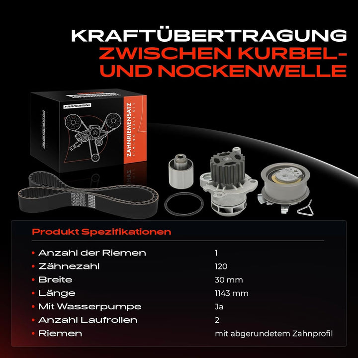 Frankberg Zahnriemensatz Zahnriemen Kompatibel mit A3 Sportback 8PA 1.9L 2004-2010 P.a.s.s.a.t 3C2 1