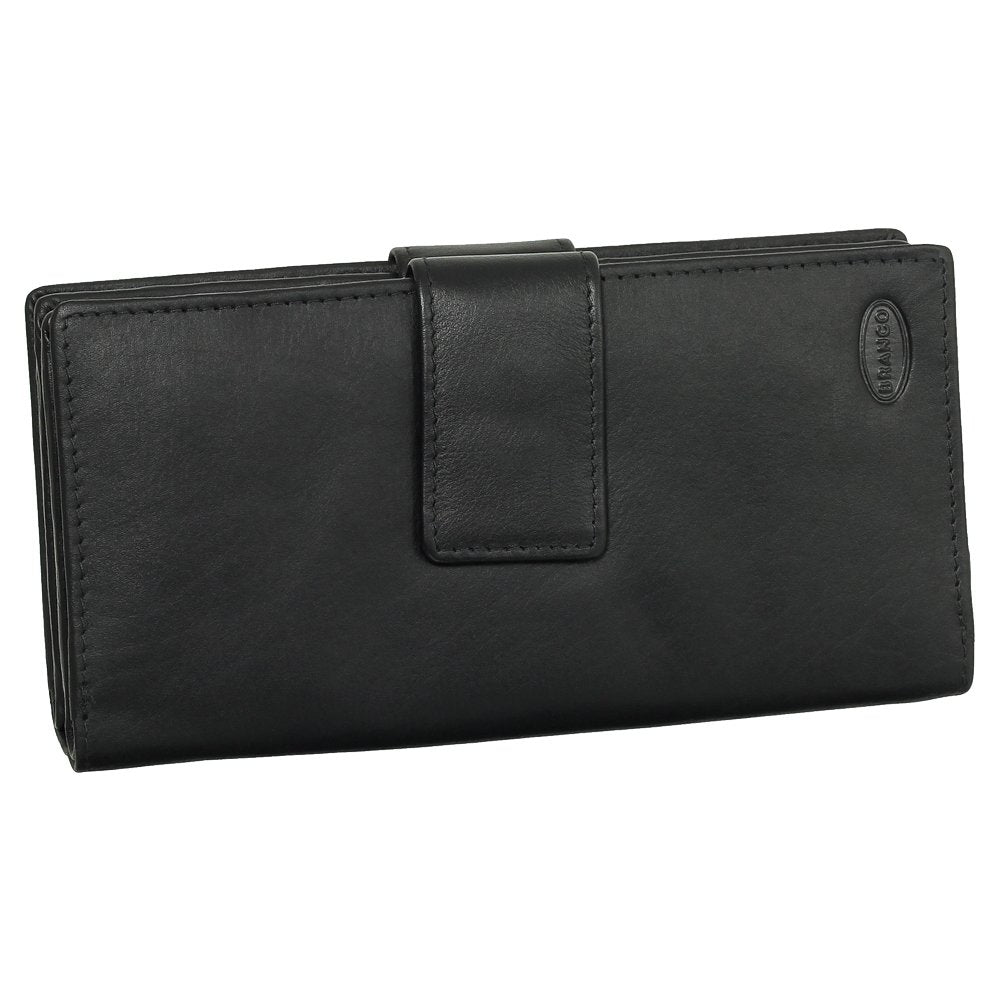 Luxus Leder Damen Geldbörse Portemonnaie Geldbeutel XXXL mit Reissverschluss 18,5 cm Farbe Schwarz,