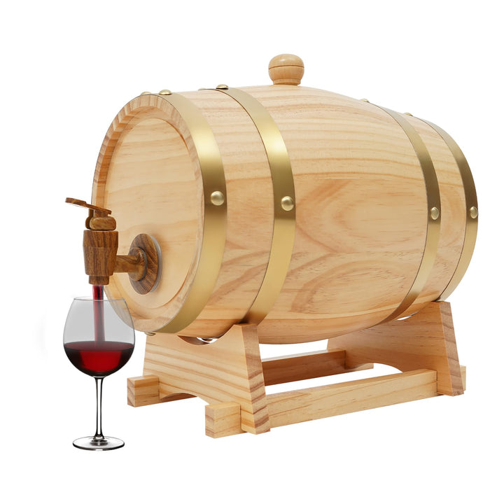 MINRS Holzfass Klein Eichenfass 3L Whiskyfass aus Holz Eichenweinfass Whiskyfass mit Bock & Zapfhahn