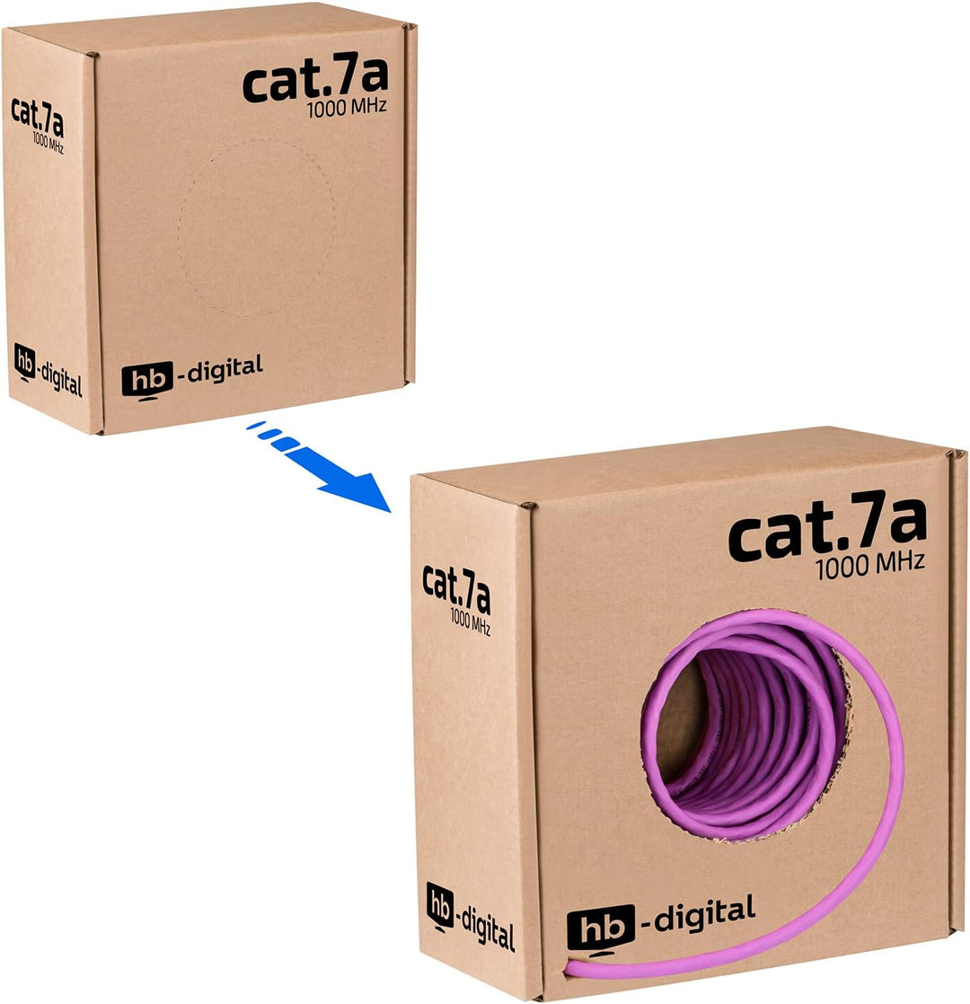 HB-DIGITAL 50m CAT.7a Netzwerkkabel LAN Kabel Verlegekabel AWG 23 Reines Kupfer S/FTP PiMF LSZH Halo