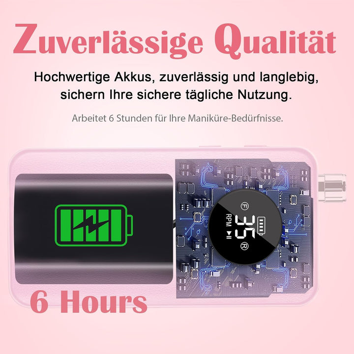 Nagelfräser 35000RPM für Gelnägel, Wiederaufladbarer Elektrischer Nagelfräser mit LED-Anzeige, Tragb