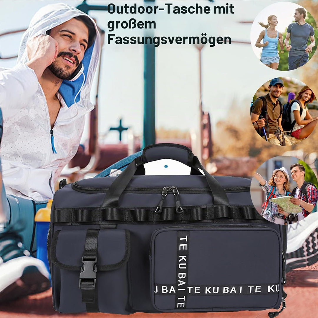 AUNGKWANG Reisetasche Damen Herren, 65L Wasserabweisende Sporttasche, Large Capacity Reise Tasche Gy
