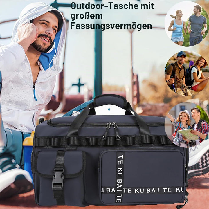 AUNGKWANG Reisetasche Damen Herren, 65L Wasserabweisende Sporttasche, Large Capacity Reise Tasche Gy