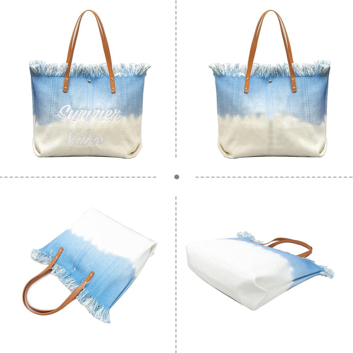 CORIOS Damen Canvas Handtasche Sommer Strand Tasche Böhmische Tote Beutel Grosse Schultertasche Casu