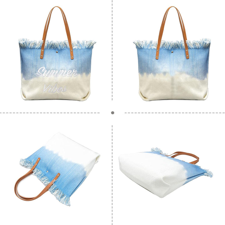 CORIOS Damen Canvas Handtasche Sommer Strand Tasche Böhmische Tote Beutel Grosse Schultertasche Casu
