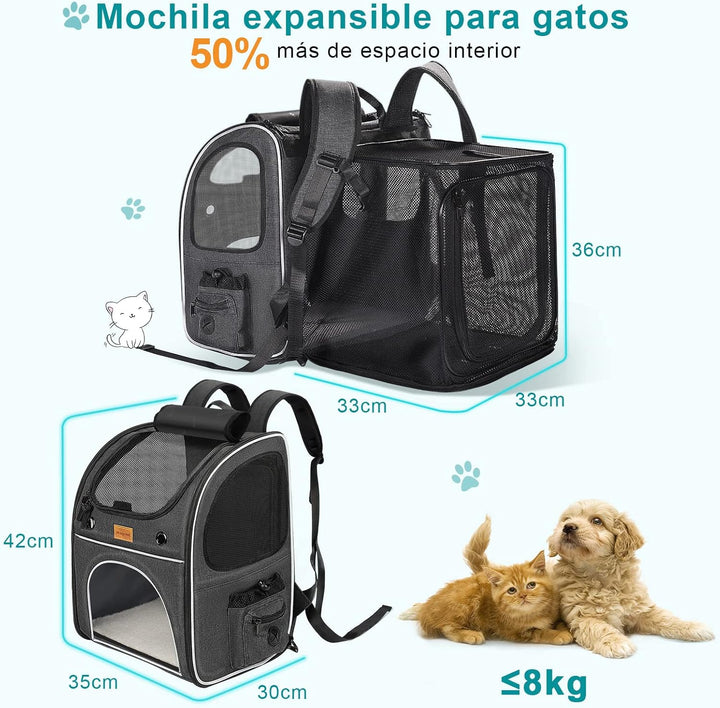 Morpilot Erweiterbar Katzenrucksack Grosse Katzen, Hunderucksack bis 8 kg Katzen Rucksack Gross für