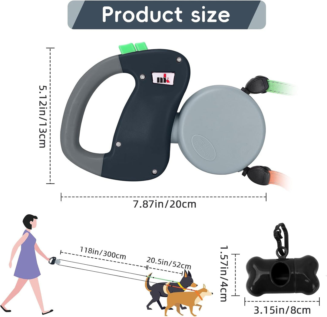 Doppelte Einziehbare Hundeleine Makife Dual Doggie Pet Leash Hundeleine Automatische Hund Versenkbar