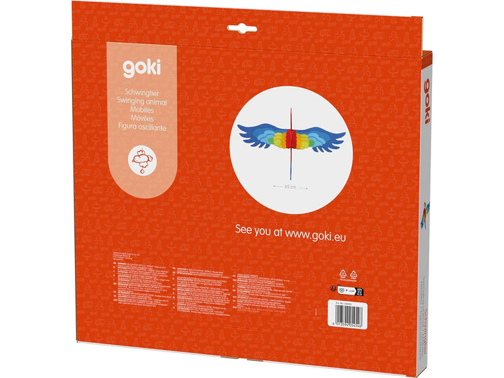 goki Schwingtier Papagei 65 cm - Schwingfigur Mobile für Babybett, toller Hingucker für das Kinderzi