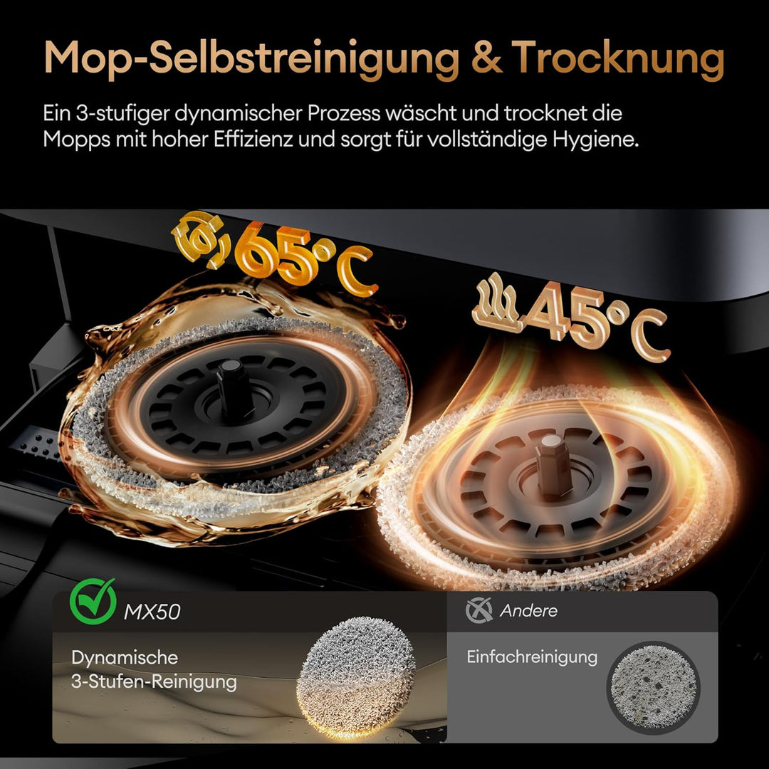 Ultenic Saugroboter mit Wischfunktion, 20000Pa 180Min Saug Wischroboter mit Selbstreinigung, KI-gest